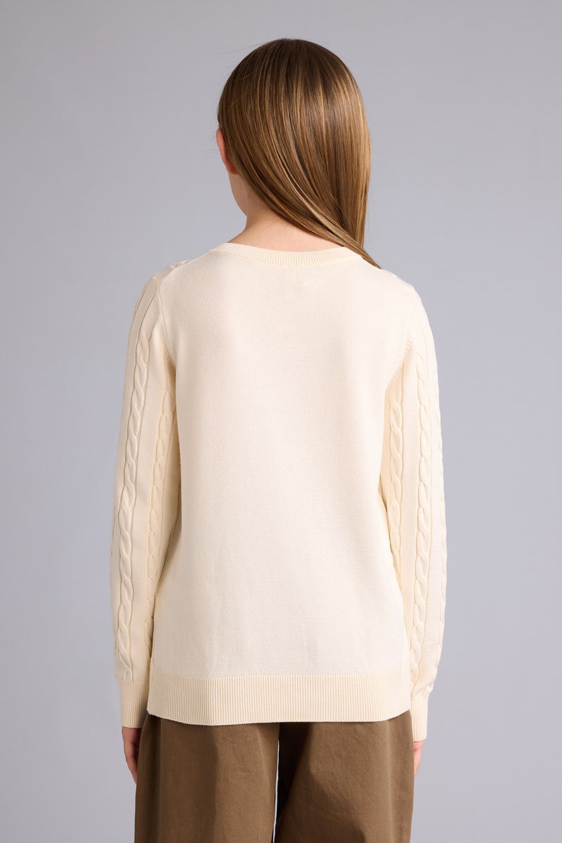 ديفاكتو كارديجان بناتي قصة عادية بياقة مستديرة - Image 4